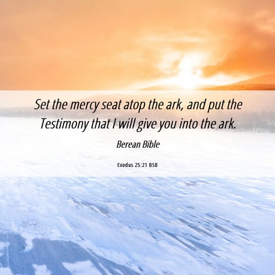 Picture 06 - Exodus 25:21 BSB - Set the mercy seat atop the ark, and put the - Bible Verse Picture