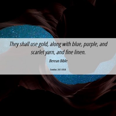 Picture 06 - Exodus 28:5 BSB - They shall use gold, along with blue, purple, and - Bible Verse Picture