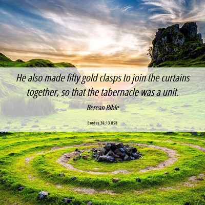 Picture 06 - Exodus 36:13 BSB - He also made fifty gold clasps to join the - Bible Verse Picture