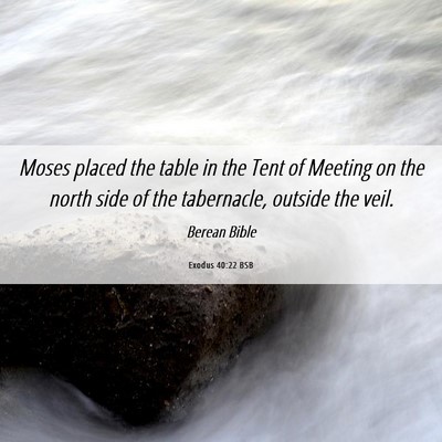 Picture 06 - Exodus 40:22 BSB - Moses placed the table in the Tent of Meeting on - Bible Verse Picture