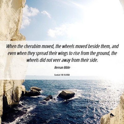 Picture 06 - Ezekiel 10:16 BSB - When the cherubim moved, the wheels moved beside - Bible Verse Picture