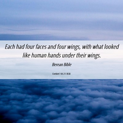 Picture 06 - Ezekiel 10:21 BSB - Each had four faces and four wings, with what - Bible Verse Picture