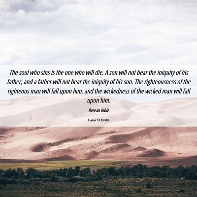 Picture 06 - Ezekiel 18:20 BSB - The soul who sins is the one who will die. A son - Bible Verse Picture