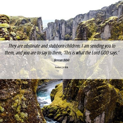 Picture 06 - Ezekiel 2:4 BSB - They are obstinate and stubborn children. I am - Bible Verse Picture