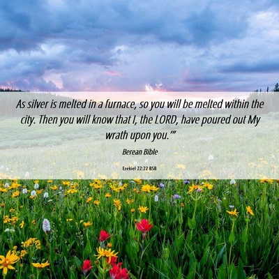 Picture 06 - Ezekiel 22:22 BSB - As silver is melted in a furnace, so you will be - Bible Verse Picture