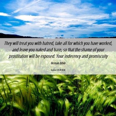 Picture 06 - Ezekiel 23:29 BSB - They will treat you with hatred, take all for - Bible Verse Picture