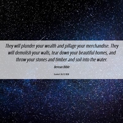 Picture 06 - Ezekiel 26:12 BSB - They will plunder your wealth and pillage your - Bible Verse Picture