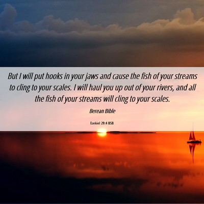 Picture 06 - Ezekiel 29:4 BSB - But I will put hooks in your jaws and cause the - Bible Verse Picture