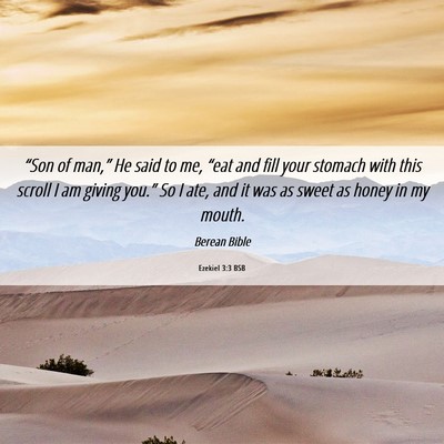 Picture 06 - Ezekiel 3:3 BSB - “Son of man,” He said to me, “eat and fill - Bible Verse Picture