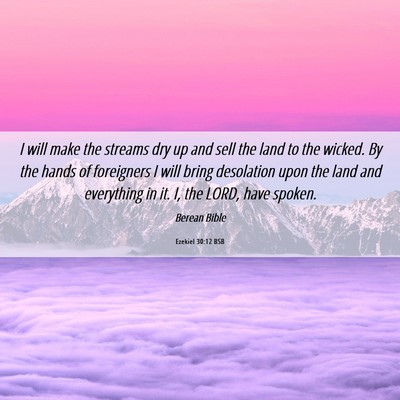 Picture 06 - Ezekiel 30:12 BSB - I will make the streams dry up and sell the land - Bible Verse Picture