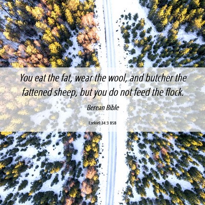 Picture 06 - Ezekiel 34:3 BSB - You eat the fat, wear the wool, and butcher the - Bible Verse Picture
