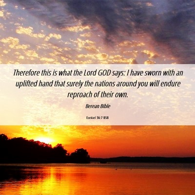 Picture 06 - Ezekiel 36:7 BSB - Therefore this is what the Lord GOD says: I have - Bible Verse Picture