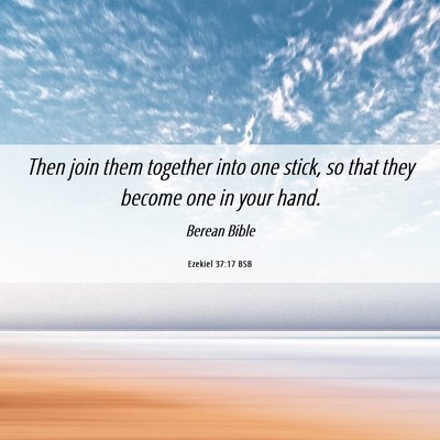 Picture 06 - Ezekiel 37:17 BSB - Then join them together into one stick, so that - Bible Verse Picture