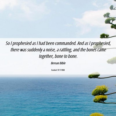 Picture 06 - Ezekiel 37:7 BSB - So I prophesied as I had been commanded. And as I - Bible Verse Picture