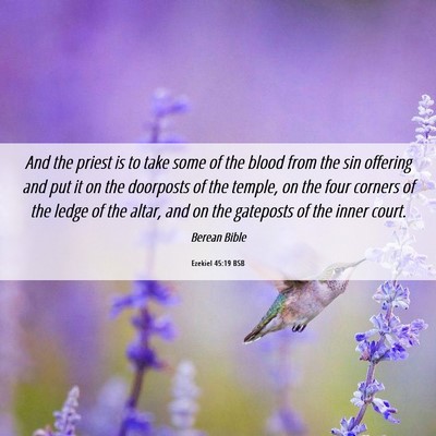Picture 06 - Ezekiel 45:19 BSB - And the priest is to take some of the blood from - Bible Verse Picture