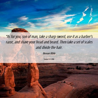 Picture 06 - Ezekiel 5:1 BSB - “As for you, son of man, take a sharp sword, - Bible Verse Picture
