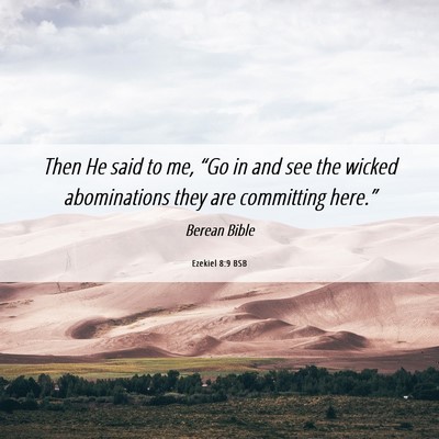 Picture 06 - Ezekiel 8:9 BSB - Then He said to me, “Go in and see the wicked - Bible Verse Picture