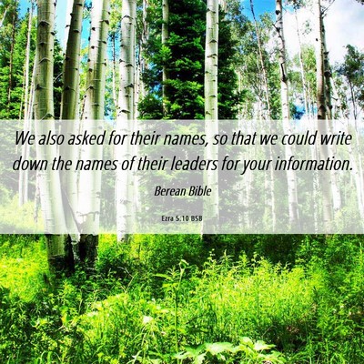 Picture 06 - Ezra 5:10 BSB - We also asked for their names, so that we could - Bible Verse Picture