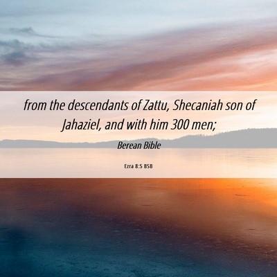 Picture 06 - Ezra 8:5 BSB - from the descendants of Zattu, Shecaniah son of - Bible Verse Picture