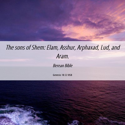 Picture 06 - Genesis 10:22 BSB - The sons of Shem: Elam, Asshur, Arphaxad, Lud, - Bible Verse Picture