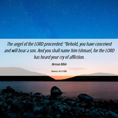 Picture 06 - Genesis 16:11 BSB - The angel of the LORD proceeded: “Behold, you - Bible Verse Picture