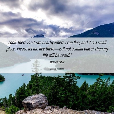Picture 06 - Genesis 19:20 BSB - Look, there is a town nearby where I can flee, - Bible Verse Picture