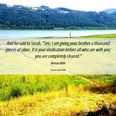 Picture 06 - Genesis 20:16 BSB - And he said to Sarah, “See, I am giving your - Bible Verse Picture
