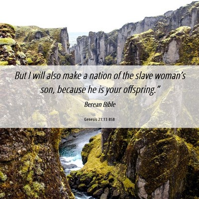 Picture 06 - Genesis 21:13 BSB - But I will also make a nation of the slave - Bible Verse Picture