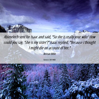 Picture 06 - Genesis 26:9 BSB - Abimelech sent for Isaac and said, “So she is - Bible Verse Picture