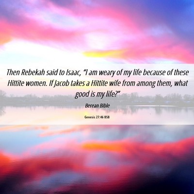 Picture 06 - Genesis 27:46 BSB - Then Rebekah said to Isaac, “I am weary of my - Bible Verse Picture