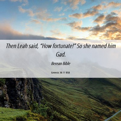 Picture 06 - Genesis 30:11 BSB - Then Leah said, “How fortunate!” So she named - Bible Verse Picture