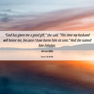 Picture 06 - Genesis 30:20 BSB - “God has given me a good gift,” she said. - Bible Verse Picture