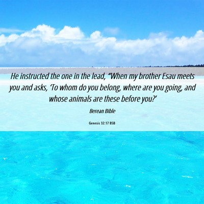 Picture 06 - Genesis 32:17 BSB - He instructed the one in the lead, “When my - Bible Verse Picture