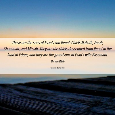 Picture 06 - Genesis 36:17 BSB - These are the sons of Esau’s son Reuel: Chiefs - Bible Verse Picture