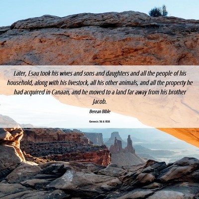 Picture 06 - Genesis 36:6 BSB - Later, Esau took his wives and sons and daughters - Bible Verse Picture