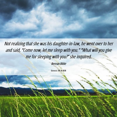 Picture 06 - Genesis 38:16 BSB - Not realizing that she was his daughter-in-law, - Bible Verse Picture