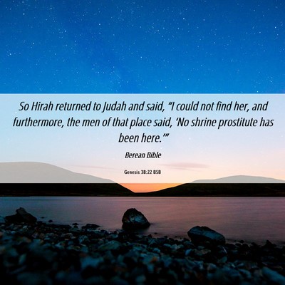 Picture 06 - Genesis 38:22 BSB - So Hirah returned to Judah and said, “I could - Bible Verse Picture
