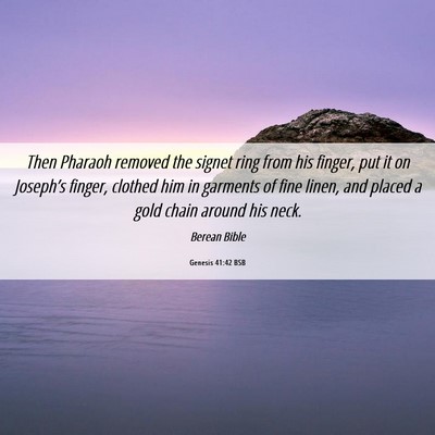 Picture 06 - Genesis 41:42 BSB - Then Pharaoh removed the signet ring from his - Bible Verse Picture