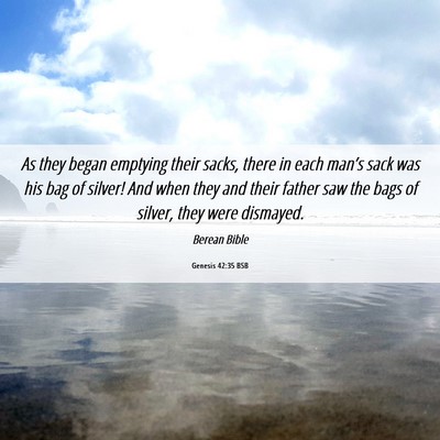 Picture 06 - Genesis 42:35 BSB - As they began emptying their sacks, there in each - Bible Verse Picture