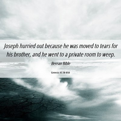 Picture 06 - Genesis 43:30 BSB - Joseph hurried out because he was moved to tears - Bible Verse Picture
