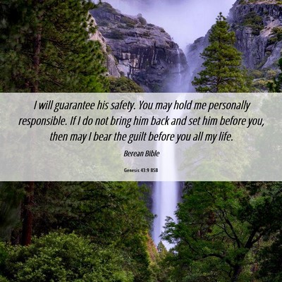 Picture 06 - Genesis 43:9 BSB - I will guarantee his safety. You may hold me - Bible Verse Picture