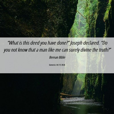 Picture 06 - Genesis 44:15 BSB - “What is this deed you have done?” Joseph - Bible Verse Picture