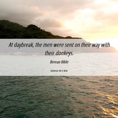 Picture 06 - Genesis 44:3 BSB - At daybreak, the men were sent on their way with - Bible Verse Picture