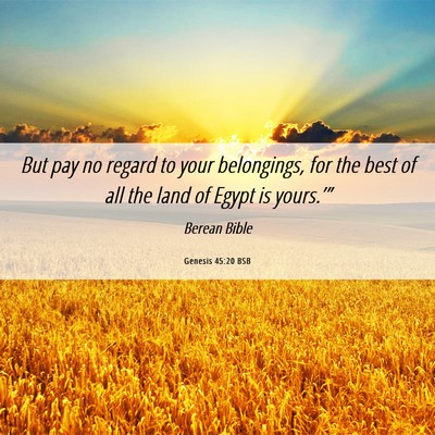 Picture 06 - Genesis 45:20 BSB - But pay no regard to your belongings, for the - Bible Verse Picture