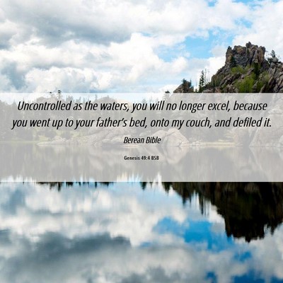 Picture 06 - Genesis 49:4 BSB - Uncontrolled as the waters, you will no longer - Bible Verse Picture