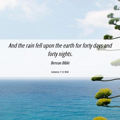 Picture 06 - Genesis 7:12 BSB - And the rain fell upon the earth for forty days - Bible Verse Picture