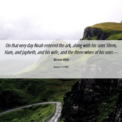 Picture 06 - Genesis 7:13 BSB - On that very day Noah entered the ark, along with - Bible Verse Picture