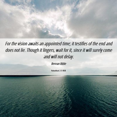 Picture 06 - Habakkuk 2:3 BSB - For the vision awaits an appointed time; it - Bible Verse Picture