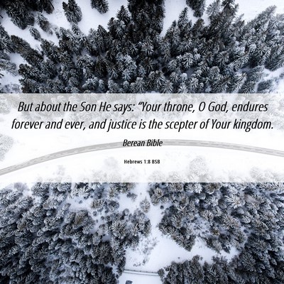 Picture 06 - Hebrews 1:8 BSB - But about the Son He says: “Your throne, O God, - Bible Verse Picture