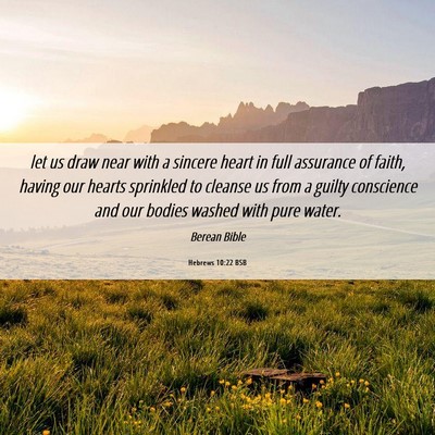 Picture 06 - Hebrews 10:22 BSB - let us draw near with a sincere heart in full - Bible Verse Picture